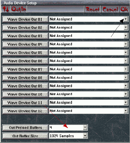 Настройка в окне Audio Device Setup